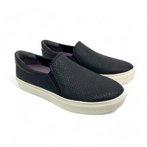 Dr. Scholl's Nova Slip On Sneakers Black Vegan Leather White Rubber Platform 9